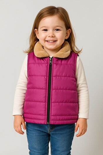 MAXI DRY Unisex Baby Kids Inflatable Vest with Fur Collar 6 Months to 3 Years Old