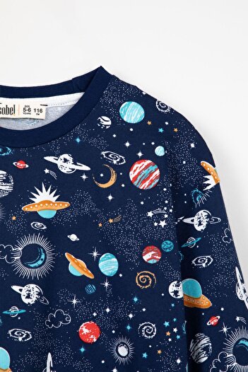 Krazber Çocuk Pijama Takımı Uzay Desenli Pijama Takımı 3-13 Yaş