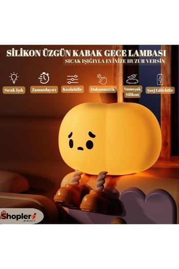 Shoplero Silikon Üzgün Kabak Gece Lambası