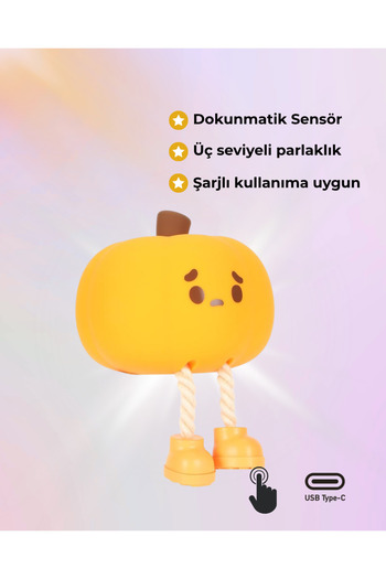 Shoplero Silikon Üzgün Kabak Gece Lambası