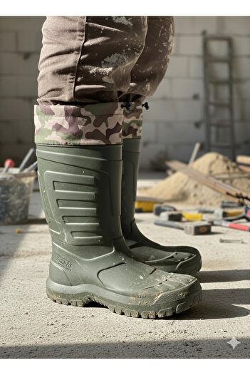 SERABİEN Cold-Hot Insulated Shock-Absorbing Non-Slip Sole Eva Rubber Boots Green