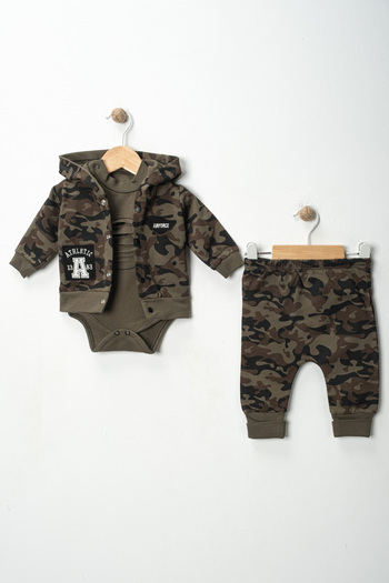 DIMPLE BABY Soldier Patterned 3-Piece Set Camouflage Patterned Baby Set
