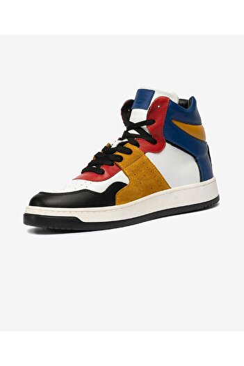 Greyder Erkek Sarı Mavi Beyaz Siyah Hakiki Deri Sneaker Bot 3K1SB75175