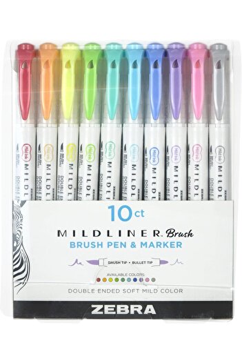 Zebra Pen MILDLINER BRUSH DBLE AST 10PK