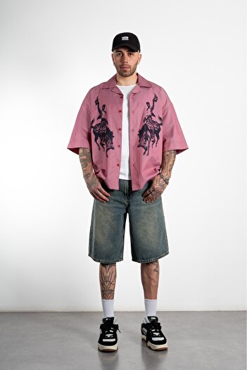 GRJ denim Matador Red Striped Oversize Men's Shirt