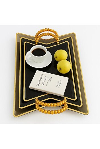 OEM Decorative Tray Set 3/With Handles, Transparent, Various Sizes, Plastic