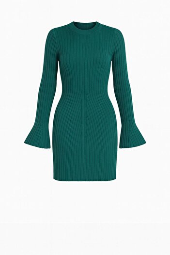 Qenz Knitwear Mini Dress -Emerald Green
