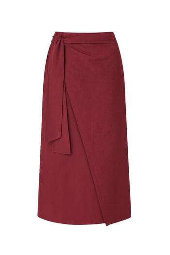 Qenz Bow Tie Linen Skirt - Burgundy