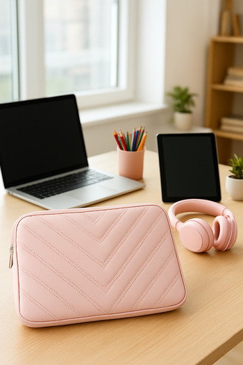 NS reliable Чанта за лаптоп Macbook от изкуствена кожа 13"-13.6" инча - 800-обикновена, светло розова