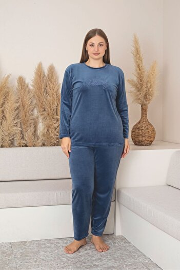 Asel Set de pijamale din catifea marime plus