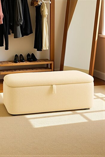 VISIONARIO CASSIA Teddy Kumaş Sandıklı Puf Bench – Oturma Depolama ve Yatak Ucu Kullanımı