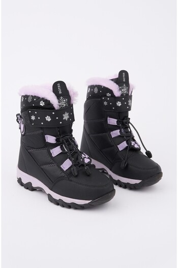 MUGGO Tiger Girls' Boots with Fur Inside, Laces and Velcro Fasteners