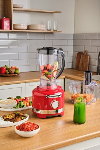 Karaca Multiblend Artisan Retro Food Processor 1000W Red