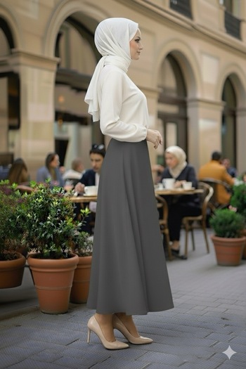 ECEYLÜL MODA Scuba Crepe Belle Lastic Flare Skirt(93-94cm Length)