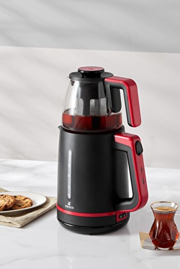 Karaca Maxi Tea Xl 2in1 Glass Teapot Tea Machine And Kettle Cranberry