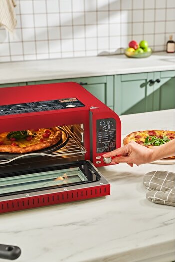 Karaca Vintage Craft Pizza Makinesi ve Airfryer Red 2000 W