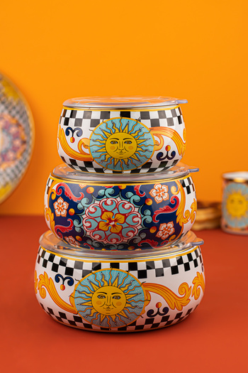 EMAYlab Mısharu 3-Piece Enamel Storage Container Set (ABLE FOR ALL STOVE TYPES)