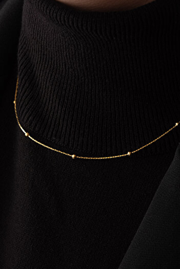 ByFlorya Jewelry Çelik Toplu Ince Dorika Zincir Kolye Ince Burgu Zincir 1mm Zarif Minimal