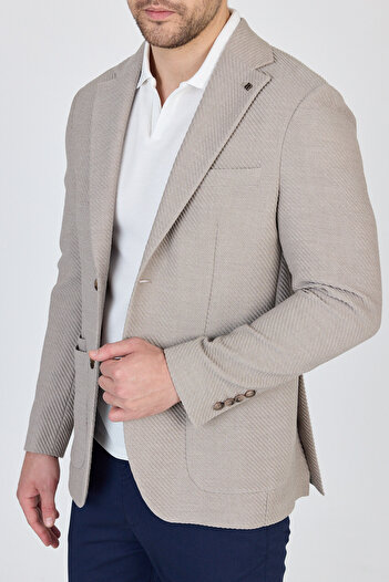 Frappoli Sandeo Ανδρικό Smoke Unlined Soft Diagonel Pattern Stretching Fabric Lycra Sports Blazer Jacket