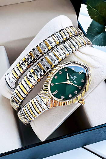 Daniel Klein Snake Watch Model - Women's Wrist Watch, Waterproof Gold Silver Steel Band - Bracelet Gift Gdkb2011C4