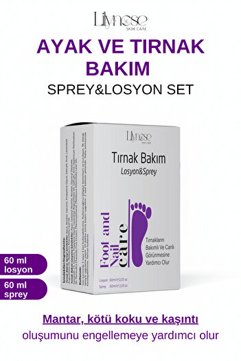 lilynose Ayak ve Tırnak Bakım Losyon&Sprey Seti Tırnak Mantarını Gidermeye Yardımcı Set