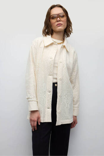 BE BLUE ECRU CROCHET JACKET