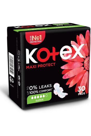 Kotex فوط صحية سميكة ماكسي بروتيكت من كوتكس، فوط صحية كبيرة الحجم بأجنحة، 30 فوطة صحية