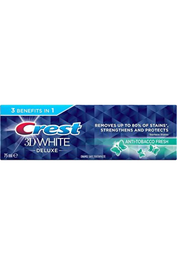 CREST Crest 3D White Deluxe Anti-Tobacco Fresh, Enamel Safe Toothpaste, 75 ml