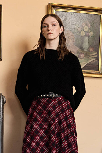 BE BLUE Black Cooked Knitted Sweater