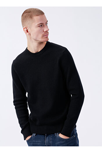 Only & Sons Crew Neck Regular Fit Plain Black Men's Sweater 22022855_Onsphil 12 Struc Crew Knit