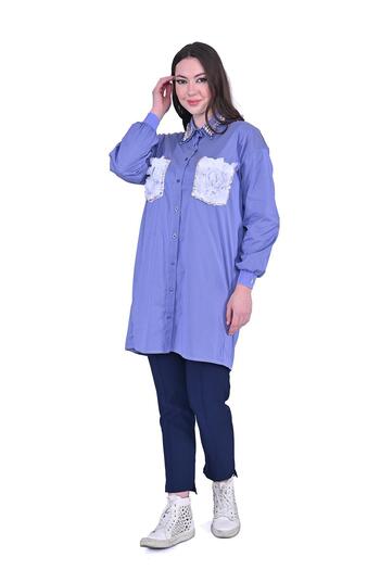Invee 7004 Model Blue Embroidered Shirt