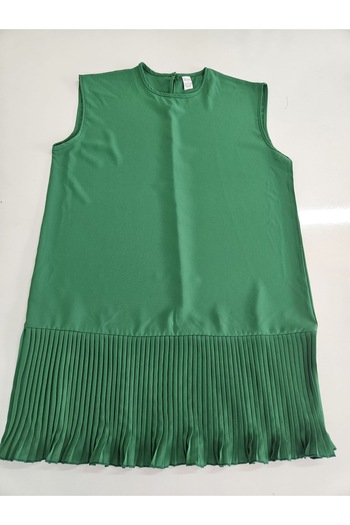 ÇELEBİ STYLE Women's Hijab Sleeveless Green Pleated Innerwear Shirt Tunic Blouse