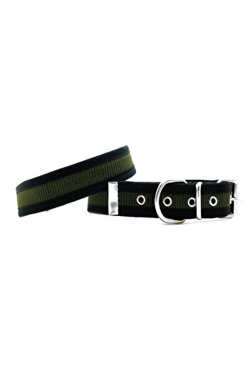 Tasma Market Black Khaki Soft Textured Column Dog Collar