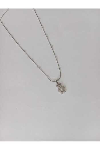 ÖZÜM TAKI Labubu Stainless Steel Necklace Silver Color