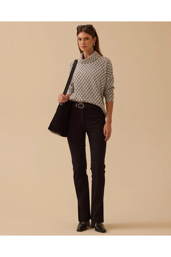 SEÇİL Houndstooth Patterned Degaje Collar Knitwear Blouse