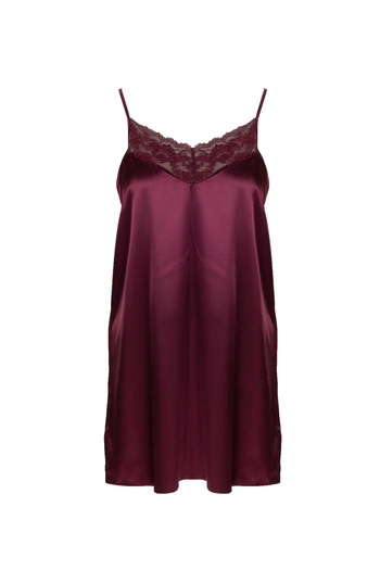 Magic Form Claret Red Women's Strappy Knee-Length Satin Nightgown 87430