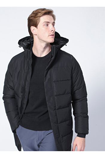 Only & Sons Black Men's Hooded Collar Coat 22020156_Onscarl Long Quilted Coat