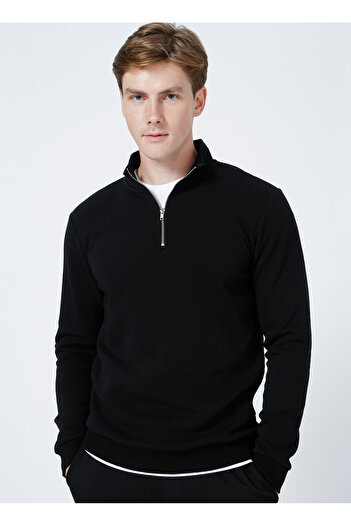 Only & Sons Ανδρικό μαύρο φούτερ Ceres Life Half Zip Noos 22019055-02