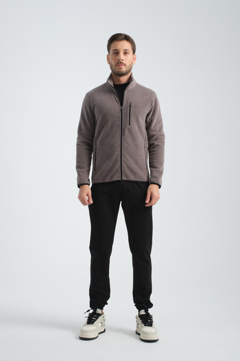 Shooter Sportswear Men's Fleece Top Three Pocket Zippered Winter Sweatshirt Light Gray