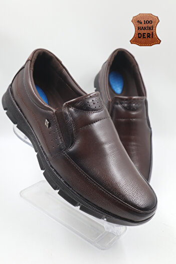 nazenintasarımlar Men's Genuine Leather Ultra Comfortable Gel Brown Casual Shoes
