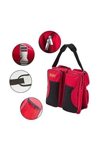 fulina 4-in-1 Multifunctional Large Capacity Traveling Baby Diaper Bag,With Waterproof Cushioning - Red