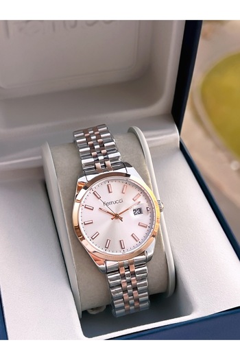 Ferrucci Rlx Vintage Retro Model Takvimli Renk Atmaz Kordon 30 Mt Suya Dayanıklı Kadın Kol Saati