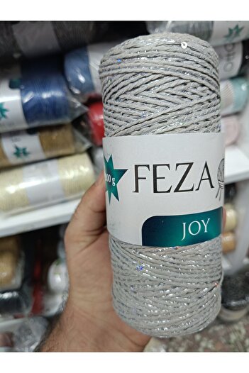 Feza joy simli pullu kağıt ip Gri