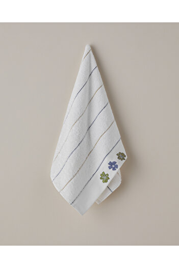 English Home Floral Line Cotton Embroidered Face Towel 50X80 cm White