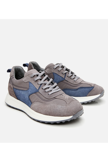 Hotiç Men's Suede Leather Gray Ultra Light Sole Sports Shoes