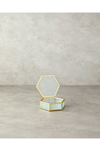 English Home Glossy Glass Decorative Box Gold