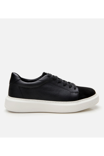 Hotiç Men's Suede Leather Black Comfortable Sole Sports Shoes