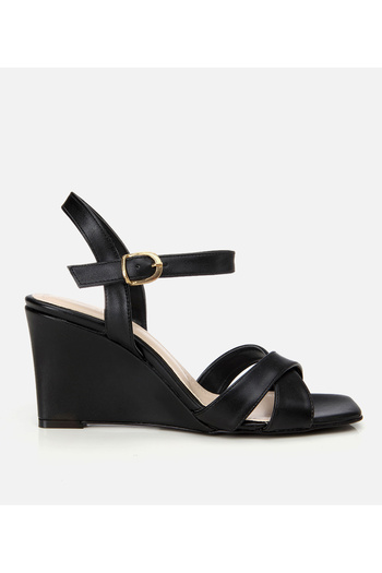 Hotiç Women's Black Wedge Heeled Sandals