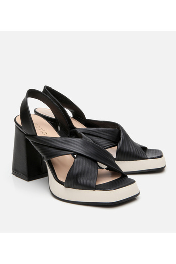 Hotiç Women's Leather Black Thick Heeled Sandals