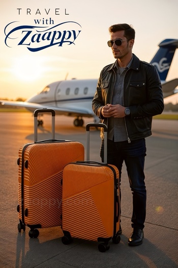 ZAAPPY Hard Shell Lightweight Orange Luggage, Combination Lock, Double Spinner